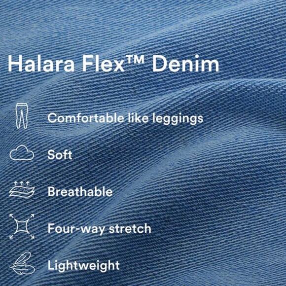 Halara Elastic Waist Jeans, Size Med 8-10 (Runs Large) Blue Gray Denim Wide Leg - Picture 3 of 9